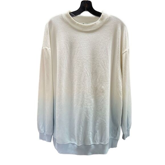 BP Sweatshirt Dip Dye Crew Neck Blue White Ribbed Cuffs Hem Long Sleeve Women XL - Picture 9 of 14